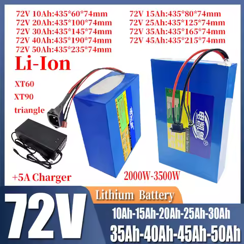 72V New 21700 10Ah 15Ah 20Ah 25Ah 30Ah 35Ah 40Ah 45Ah 50Ah Electric Vehicle Battery, +84V 5A Charger