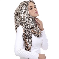 Shawl Ironless Printed Wideshawl Corak Leopard Harimau chiffon  Voile