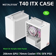 METALFISH T40  ITX Case 7L Gaming Computer White Chassis Compact Transpare PC Support SFX PSU/70mm C