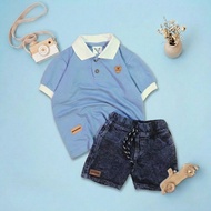 BRAVEKIDS BOYS' COTTON PIQUE DENIM COLLAR T-SHIRT SET AGED 15 YEARS COD AVAILABLE COD AVAILABLE
