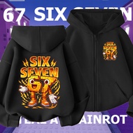 Children's Zip-Up Hoodie Cartoon Pattern Brainrot From ROBLOX 67 SIX SEVEN