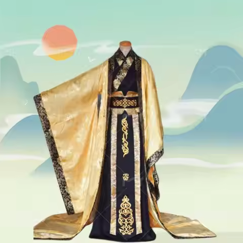 Qin Shi Huang Emperor Wu of Han Cosplay Costumes For Men Chinese Ancient Dragon Tailed Robe Hanfu