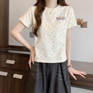 21 Pure Cotton High Tightness 200g Short-Sleeved T-Shirt Women Short Printed Foam Checked Horse Need