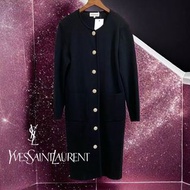 🦄YSL聖羅蘭| Yves Saint Laurent復古黑色長款開襟衫外套Size:L#二手