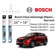 Wiper New Mazda CX5 CX8 CX9 Wiper 24"+18" Bosch Clear Advantage Top Lock Front Wiper BCA2418