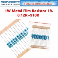 [20pcs] 1W Metal Film Resistor 1% 1R 0.22R 10R 100R 2.2R 22R 47R 3.3R 5.1R 330R 120R 150R 220R 470R 