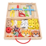 HEO~Wooden Toolbox Toys DIY Fine Workmanship Toolbox Puzzle Toy Educational Construction Kids Toys