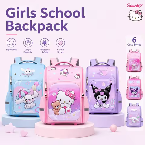 Sanrio Grade 1-6 Primary School Backpack Ergonomic Backpack Lightweight Back To School Girls Cute Mu