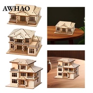 [AWHAO] 3D Wooden House Puzzles Craft Miniature House Desktop House Building Kit