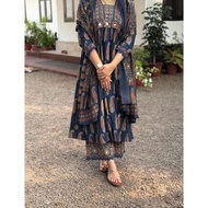 Cotton Ajrakh Print 3-Piece Suit Set*💚🖤💞 28/7