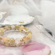 漸層 黃金鋰雲母 老黃玉18k 雙圈手鏈 雙鍊