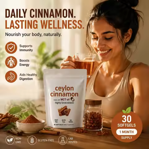 Ceylon Cinnamon Softgels 30 Count Natural Cinnamon Extract Supplement for Daily Wellness Digestion &