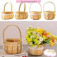 LANFY Braid Flower Baskets, Lace Tassel Hand-Woven Flower Arrangement Basket, Creative with Handle Wood Picnic Packaging Gift Basket Flower Shop