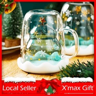 2 days delivery Double Layers Christmas Tree Glass Cup Insulated Espresso Mug Gift Ideas