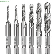 zebeee 6pcs M3-M10 Screw Tap Drill Bits HSS Taps Countersink Deburr Set Metric Combination Bit 1 4In