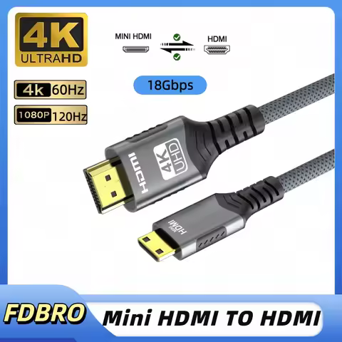 4K Mini / Micro HDMI to HDMI Cable HD 4K@60Hz 2K@120Hz 18Gbps Bi-Directional 2.0 Cord For HDTV Table