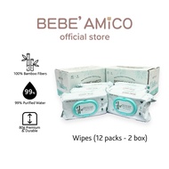 [Family Bundle] Bebe Amico Official Store Baby Pure Water Cleansing Wipes - 100% Bamboo Fibre (80pcs