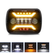 7x6 5X7 Inch LED Headlight Square Hi-Lo Beam Halo For Jeep Cherokee XJ Wrangler YJ Off-road Truck Mo