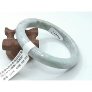 B2698 - Natural Myanmar Jadeite Jade Bangle 56mm (Thin strip) (Got flaw line) 天然缅甸翡翠A货白带浅绿色玉手镯 56mm 