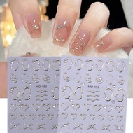 [Best-seller on douyin~]Bright Crystal Gem Frame Nail Stickers New Craft Hollow Mirror Cross Frame Gilding Love Series Fingernail Decoration Stickers4.19
