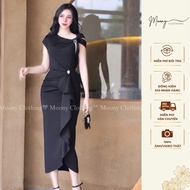 Party Bodysuit Short Sleeve Cross Collar Ruffled Design with Slit with Stone Tag Korean Umi Material