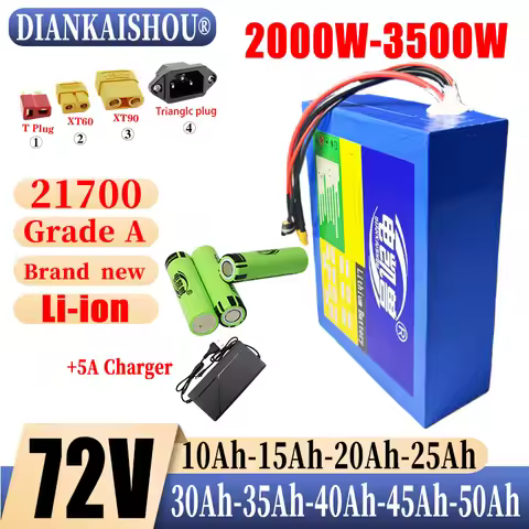 72V 21700 50ah 45ah 40ah 35ah 30ah 25ah 20ah 15ah 10ah lithium battery pack 20S2P-10P 0-3500W high-p