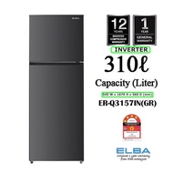 Elba 310L Refrigerator Top Freezer 2 Door/Peti Ais 2 Pintu Dual Inverter (Q3157IN) Peti Sejuk/Fridge/冰箱 ER-Q3157IN(GR)