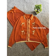 Amanda Cardi blouse collar + premium knitted culottes