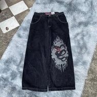 JNCO Jeans Y2K Big Pocket Harajuku Hip Hop Graphic Retro Blue Baggy Jeans Denim Pants Men Women New 