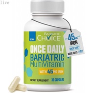 BariatricChoiceOnceDailyBariatricMultivitaminwithIron45mg,1Month|1-MoSupply,OnceDailyEasy-to-Swallow