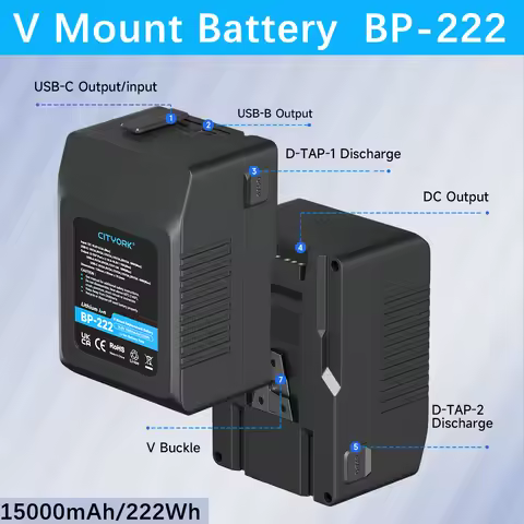 PALO 15000mAh Mini V Mount Battery V-Lock Battery BP-222W Rechargeable lithium battery for Sony Came