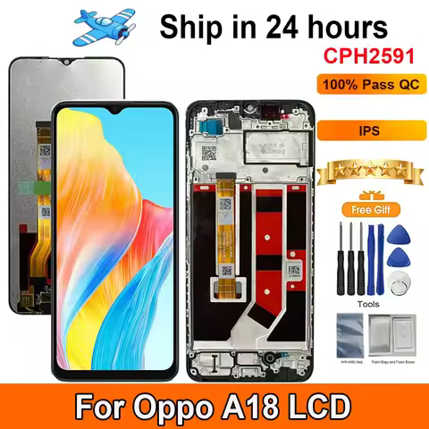 6.56‘‘For Oppo A18 LCD Display Touch Panel Digitizer AAssembly With Frame Display Replacement For Op