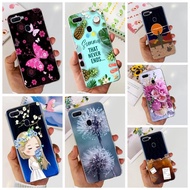 Oppo F9 Case F9Pro CPH1823 Transparent Soft TPU Oppo F9 Pro Casing Fashion Flowers Cartoon Painted Cover