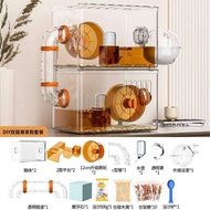 ที่เลี้ยงhamsterอะคริลิกพกพาได้เงียบ มีพื้นที่ขนาดใหญ่สำหรับhamsterและชีต้าสีทอง อุปกรณ์เลี้ยงสัตว์เ