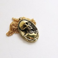 女士骷髏頭寶石型黃銅項鍊