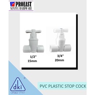 DKI 1/2" / 3/4" PVC Plastic Stop Cock Valve / Valve Bathroom Accessories [134SC-56 & 135SC-56]