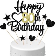Conruich Cake Decoration Happy Birthday Cake Topper 80th Birthday Man Woman Cake Decoration Happy 80