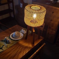 柚木台燈2 天然藤編燈罩 峇里島休閒風傢飾 桌上型檯燈