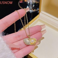 USNOW Peach Heart Pearl Necklace, Fashionable Elegant Oyster Necklace, New Versatile Chain Stainless