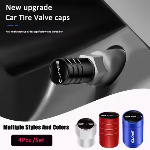 4Pcs Car Tire Valve Cap Aluminum Alloy Stem Cover For BYD Tang E6 F3 Atto3 Yuan Plus Song Max F0 G3 