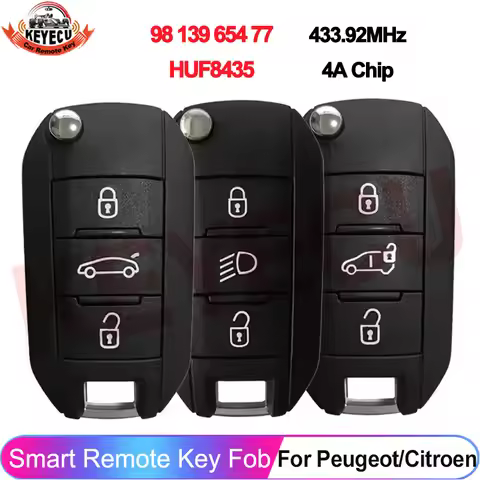 P/N: 98 139 654 77 4A Chip HUF8435 For Peugeot 308 508 3008 4008 Citroen C3 C5 C6 Flip Remote Car Ke