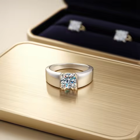0.5-2CT D Color Moissanite Engagement Ring for Women 925 Sterling Silver Gold Plated Solitaire Rings