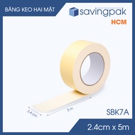SBK7A - Combo of 5 rolls of super sticky double-sided foam tape - Size 2.4cm x 5m - Yellow foam tape