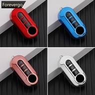 FOREVERGO Car Flip Key Case Cover TPU Auto Shell Fob 3 Buttons for Fiat Ducato 500 500L Panda Grande
