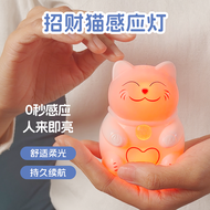 Fortune Cat Motion Sensor Night Light 7 Colors Rechargeable Bedroom Eye Protection Lamp