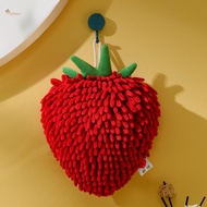 Chenille Fuzzy Ball Hand Towel Strawberry/Banana Fluffy Decorative Ball Towel for Kitchen Bathroom U