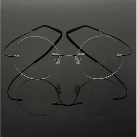 Steve Jobs Star Style Ultra-light Memory Titanium Rimless Round Myopia Eyeglasses Optical Glasses Fr