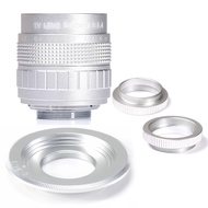 Silver 50mm F1.4 CCTV TV camera lens + CM4/3 Mount Ring for Panasonic/Olympus cro4/3 M4/3 rroless Ca