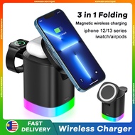 Folding 3 in 1 Wireless Charger for A-pple Watch i-Phone 14 13 Pro 12 Air Pods 3 Pro Magnetic Fast C