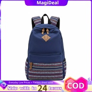 magideal Canvas Backpack Ethnic Style Floral Breathable Leisure School Bag Women Students